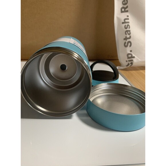 Bindle Sip & Stash Water Bottle 24oz Bottom Storage Vacuum Insulated Light Blue - Picture 4 of 8